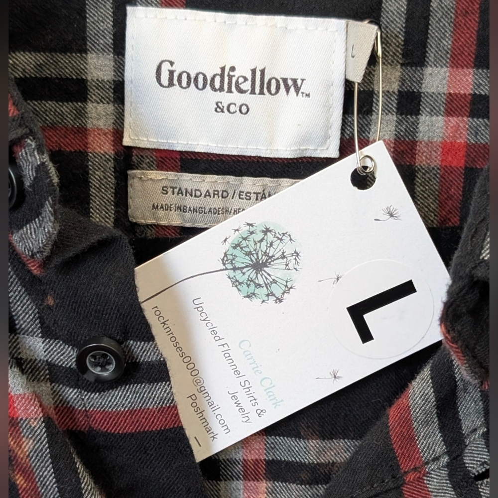 Credence Clearwater Revival Upcycled Dip Dye Bleached Flannel Shirt - Picture 9 of 15